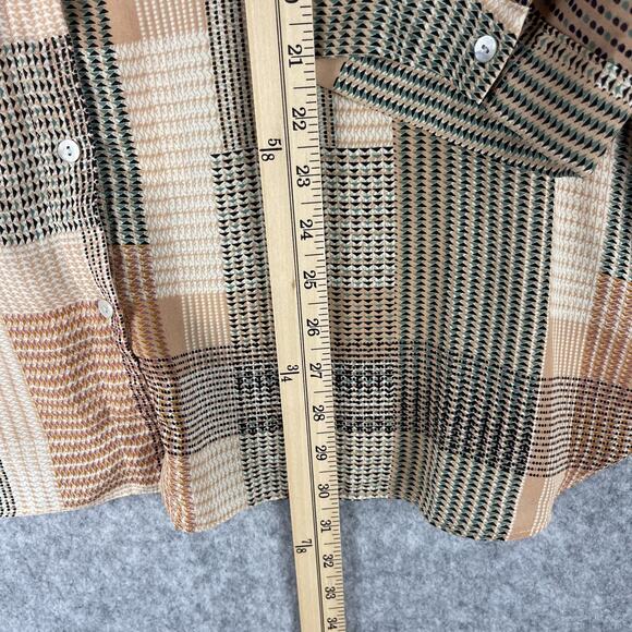 Rose Olive Tunic Top Woman 3X Button Up Geometric 3/4 Sleeve Lightweight - Picture 9 of 14